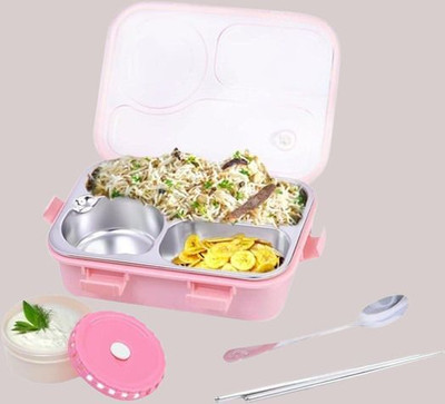 VRJK Compartment -3 Sealed Leak Proof Stainless Steel For Kid's & Adult_K117 3 Containers Lunch Box(750 ml, Thermoware)