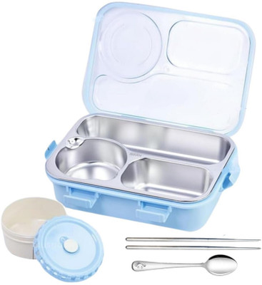 HM EVOTEK -lunch box-tiffin box-red and white color-4 containers-steel-pack of 1 4 Containers Lunch Box(1000 ml)