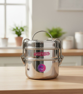 OMNA STEEL Stainless Steel Lunch Box | Leak-Proof, Durable & Easy to Carry 2 Containers Lunch Box(1600 ml)