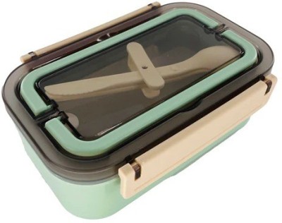 shopviashipping yum yum Lunch Box Thermal Stainless Steel Tiffin box with spoon -650ml- Green 1 Containers Lunch Box(650 ml, Thermoware)