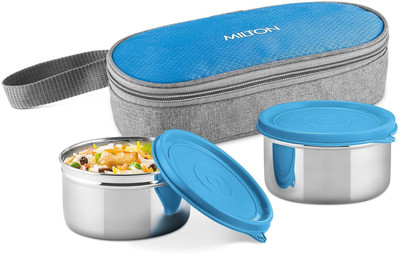 MILTON Plato Pack Small Stainless Steel Lunch Box (2 X 340 ml containers) with Jacket 2 Containers Lunch Box(350 ml, Thermoware)