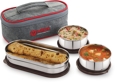iVBOX Oval-Pro Stainless Steel Container Food Tiffin, 3 Containers Lunch Box(1350 ml)