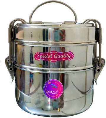 OMNA STEEL 8x2 lunch box, tiffin stainless steel pack of 1, 2 Containers Lunch Box(700 ml)