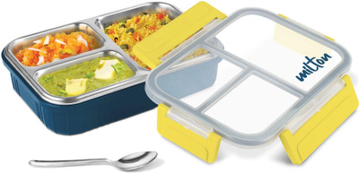 MILTON Fun Feast 3 Inner Stainless Steel with PU Insulation, 3 Compartment, Dark Blue 1 Containers Lunch Box(700 ml, Thermoware)