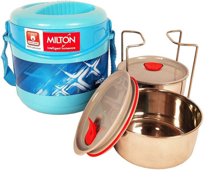 MILTON ECONA DELUXE 2 TIFFIN (BLUE) 2 Containers Lunch Box(520 ml, Thermoware)