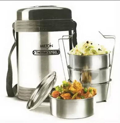 MILTON Legend 4 Thermosteel Tiffin Box, (4 Containers) 200 ml, Silver 4 Containers Lunch Box(2000 ml, Thermoware)