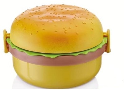 MANTICORE Burger Shape Tiffin Box for Kids, Leak Proof Plastic Lunch Box 3 Containers Lunch Box(700 ml)