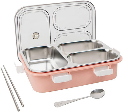 JIGGL Leakage Proof Stainless Steel with Chopstick & Spoon Lid K5 1 Containers Lunch Box(350 ml, Thermoware)