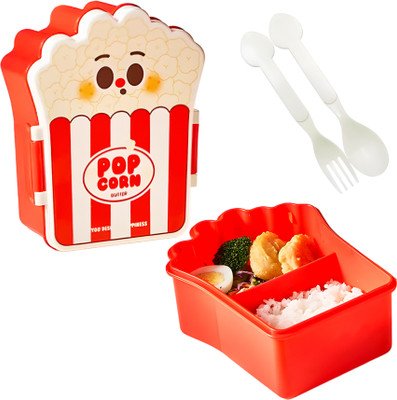 Koochie Koo Popcorn Theme Lunch Box with 2 compartments and Cutlery Accessories for Kids 1 Containers Lunch Box(1000 ml)