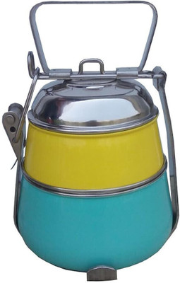 livingwithelan Stainless Steel Pyramid Shape Two Tier Lunch Box Multi-Color 2 Containers Lunch Box(250 ml)