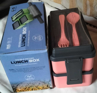 Amiri Double Decker Lunch Box with Two Spoon 3 Containers Lunch Box(900 ml)