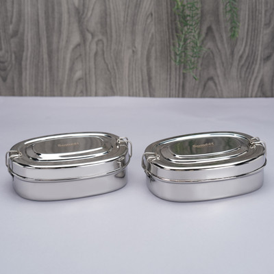 Sumeet Stainless Steel Rectangle Lunch Box with 2 Compartments & Locking Clip, 1000ML 2 Containers Lunch Box(1000 ml)