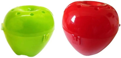 TECKLE Yellow and Red Plastic Apple Storage Case with 2 Compartment Lunch Box (3AY7) 2 Containers Lunch Box(220 ml)