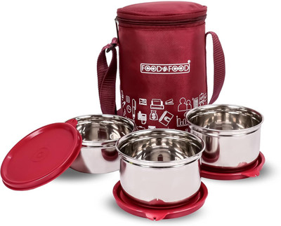 FOODNFOOD Executive Lite Lunch Box -3 Containers 1- 350 Ml & 2- 450 Ml Each, Softline Bag 3 Containers Lunch Box(1250 ml, Thermoware)