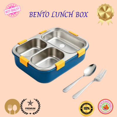 MOIRA INTERNATIONAL 3 Compartment Leakproof, Stainless Steel, With SPOON & FORK_DGG1015 3 Containers Lunch Box(750 ml, Thermoware)