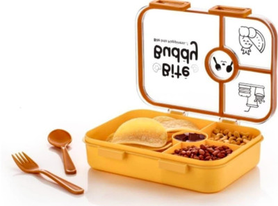 infinitystore Bite Buddy 4-Compartment Lunch Box with Spoons, BPA-Free Food Grade Material 1 Containers Lunch Box(1000 ml)