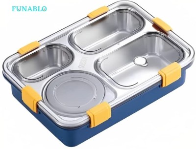 FUNABLO Students Lunch Box Sealed Leakage Proof Stainless Steel with 4 Compartment . 1 Containers Lunch Box(1000 ml, Thermoware)