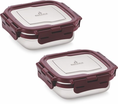 Dhara Stainless Steel BLAZE Tiffin with 4 Side Lock Lid 2 Containers Lunch Box(350 ml)