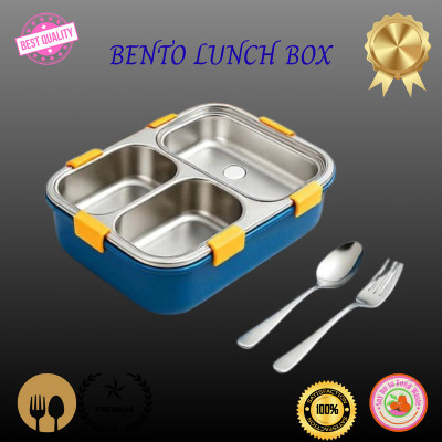 MOIRA INTERNATIONAL 3 Compartment Leakproof, Stainless Steel, With SPOON & FORK_DGG1017 3 Containers Lunch Box(750 ml, Thermoware)