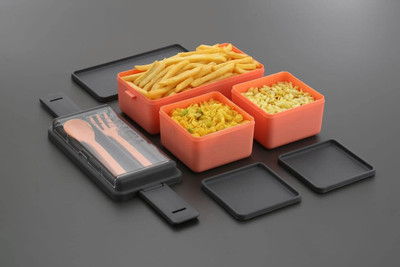 HIMBARSH New 3 Section Lock Lunch Box For College, School, Office Lunch Box (1400 ml) A19 3 Containers Lunch Box(1400 ml, Thermoware)