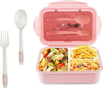 Masox Store Lunch Box with 3 Compartment, Stylish Lid & 2 Spoons BPA Free Plastic 1000 ml U1 3 Containers Lunch Box(1000 ml, Thermoware)