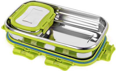 AddoxEnterprise Stainless Steel Leakproof Lunch Box with Lock Clips & Inner Container – 1000 ml 2 Containers Lunch Box(1000 ml)