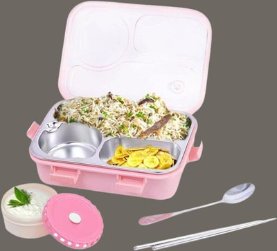 VRJK Compartment -3 Sealed Leak Proof Stainless Steel For Kid's & Adult_K097 3 Containers Lunch Box(750 ml, Thermoware)