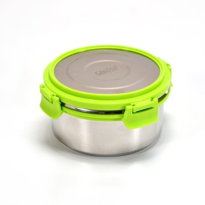 HARI SALES Solo round lunch box (1pcs 100ml.1pcs 300ml.1pcs 400ml.) Stainless steel. 3 Containers Lunch Box(800 ml)