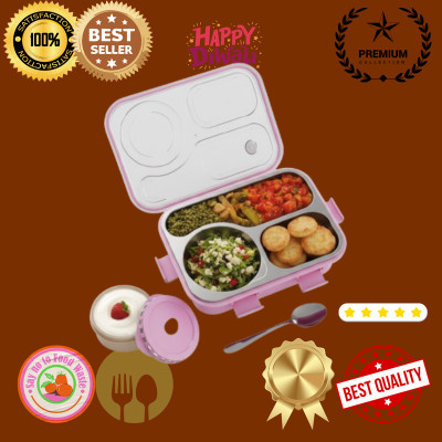MOIRA INTERNATIONAL 48 Compartment Leakproof, Stainless Steel, With BOWL, SPOON & FORK_JBB1101 3 Containers Lunch Box(750 ml, Thermoware)