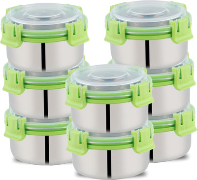 UNINOX Stainless steel lock n lock green color containers 425ml Set of_UN31 8 Containers Lunch Box(425 ml)
