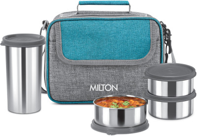 MILTON Daily Meal Lunch Box with Bag 3 Containers 300ml each & Tumbler 400ml Teal Green 3 Containers Lunch Box(300 ml)