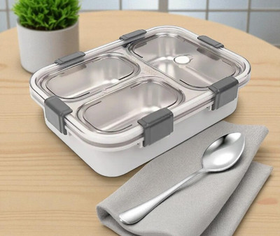 DHARA ENTERPRISE Stainless Steel Lunch box 3 Containers_S74 3 Containers Lunch Box(1001 ml)