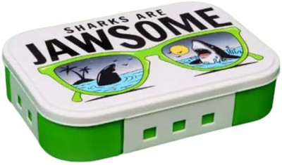 Shiv Yog Sharks Are Jawsome Print Kids Green Rectangular Lunch Box Container 2 Containers Lunch Box(400 ml)