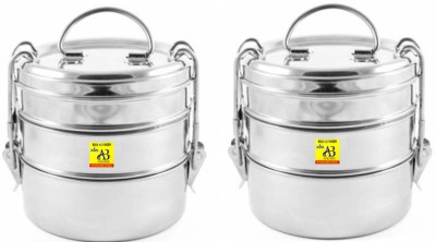 Ambit Handle With Clipper Traditional Lunch Box Combo 8/3 And 8/3 Lunch Box Pack of 2 3 Containers Lunch Box(1400 ml)