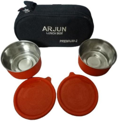 Arjun Steelex 2 Insulated Steel Lunch box with 2 Container 300 ML Each 2 Containers Lunch Box(1100 ml)