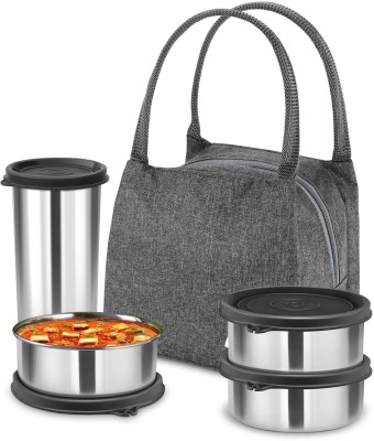 MILTON Bling Bag Tiffin 3 Containers 320ml & 1 Tumbler 380ml With Jacket Black 3 Containers Lunch Box(320 ml)
