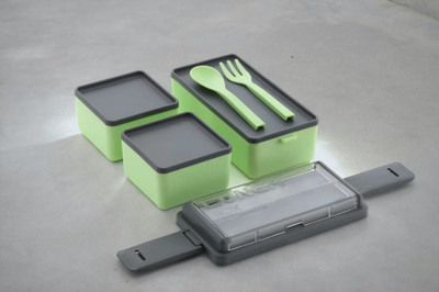 Garu Plastic Rectangular Classy 3 Section Lunch Box with 1 Spoon & 1 Fork | Lunch box_8062 3 Containers Lunch Box(1500 ml, Thermoware)