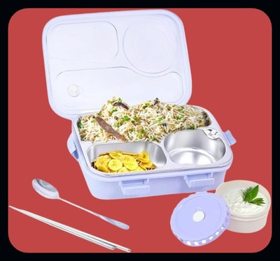 Kello Compartment -3 Sealed Leak Proof Stainless Steel For Kid's & Adult_K231 3 Containers Lunch Box(750 ml, Thermoware)