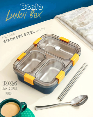 Boxito Stainless Steel Leak proof Lunch Box 3 Containers Lunch Box(750 ml)