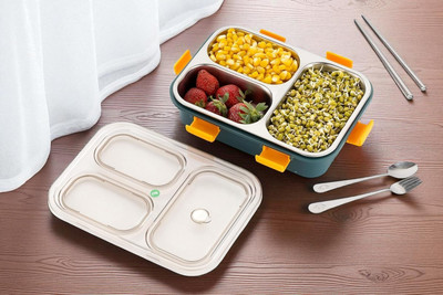 DHARA ENTERPRISE Stainless Steel Lunch box 3 Containers_S289 3 Containers Lunch Box(1001 ml)
