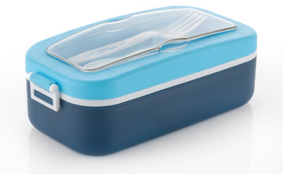 EXODUS Premium Bento Plastic Lunch Box with Spoon and Fork for School Office & College 1 Containers Lunch Box(700 ml)