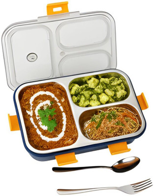 Iconic Retail 3 Compartment Stainless Steel Lunch Box 3 Containers Lunch Box(900 ml)