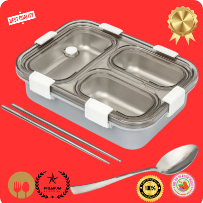 EVARA INTERNATIONAL Compartment -3 Sealed Leak Proof Stainless Steel For Kid's & Adult_GA52 3 Containers Lunch Box(1000 ml, Thermoware)
