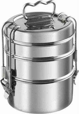 r777k Stainless Steel Strong Clip Carrier Lunch Box-24 3 Containers Lunch Box(1200 ml)