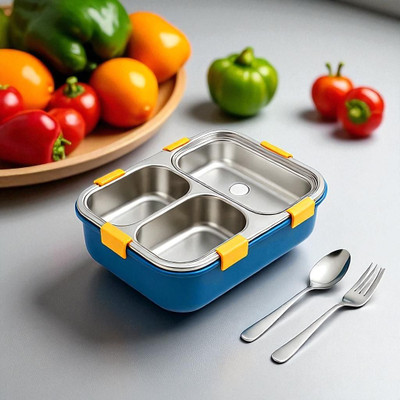 Colorbee Stylish 3-Compartment Stainless Steel Lunch Box with Secure Locking System 3 Containers Lunch Box(750 ml, Thermoware)