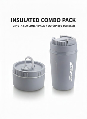 HouseGlow Joyful Combo Insulated Tiffin & Tumbler | Grey | 1 Containers Lunch Box(500 ml)