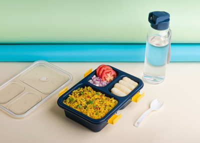 GoKharidi Lunch box with water bottle Combo with Spoon Tiffin Box for School (Pack of 1) 3 Containers Lunch Box(1000 ml)