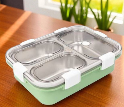 DHARA ENTERPRISE Stainless Steel Lunch box 3 Containers_S201 3 Containers Lunch Box(1001 ml)