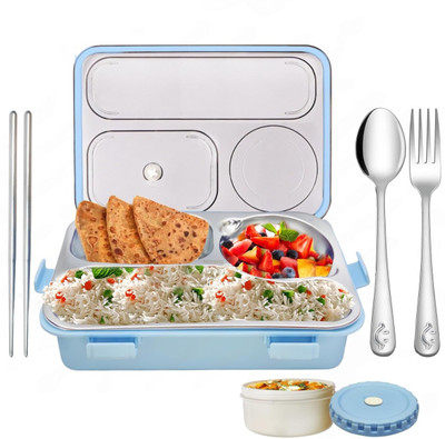 RBGIIT Leakproof Bento Lunch Box with Inner Steel Compartments and Vent Lid 1 Containers Lunch Box(750 ml, Thermoware)
