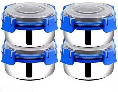 Modern Essentials Stainless Steel Airtight Lid Container With 4 Side Clip Lock Container/Lunch Box 4 Containers Lunch Box(300 ml)